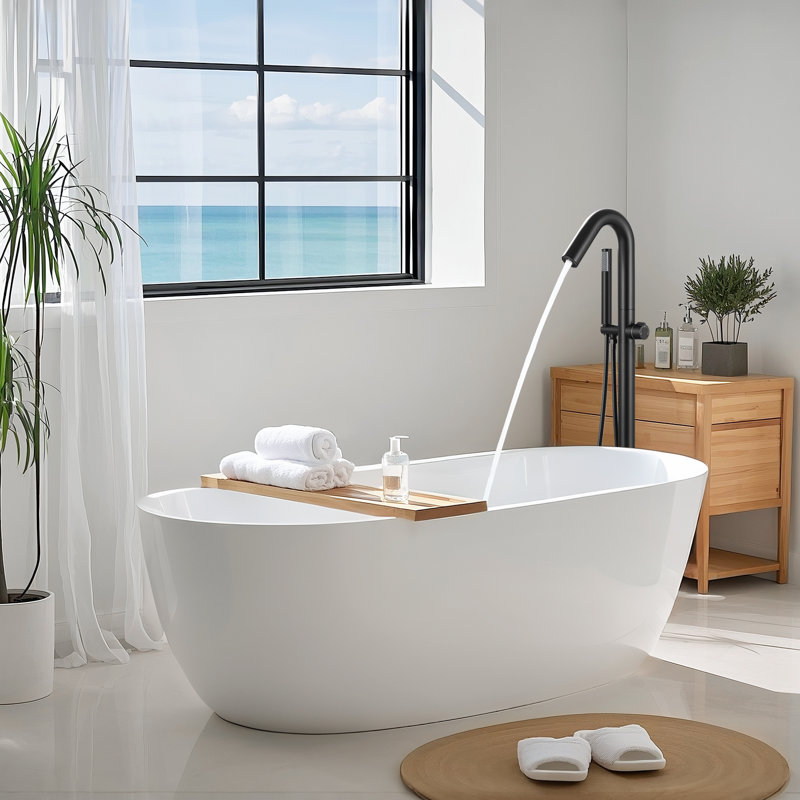 Floor Mount Freestanding Tub Faucet, Matte Black