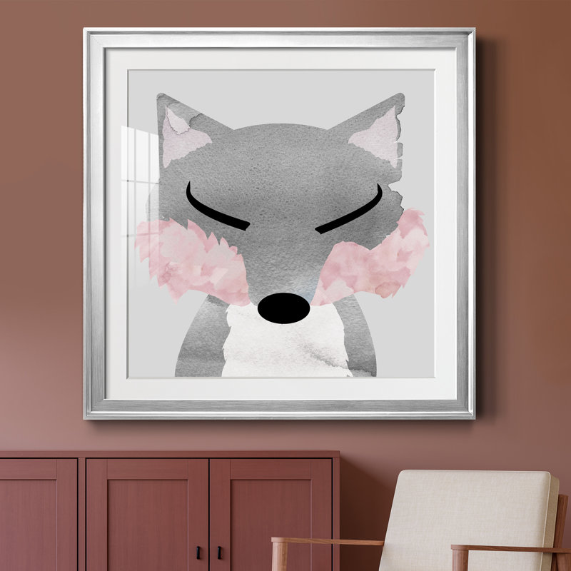 Renard - peinture encadrée, H 30,5 po x l 30,5 po x P 1,5 po, Toile encadrée argentée