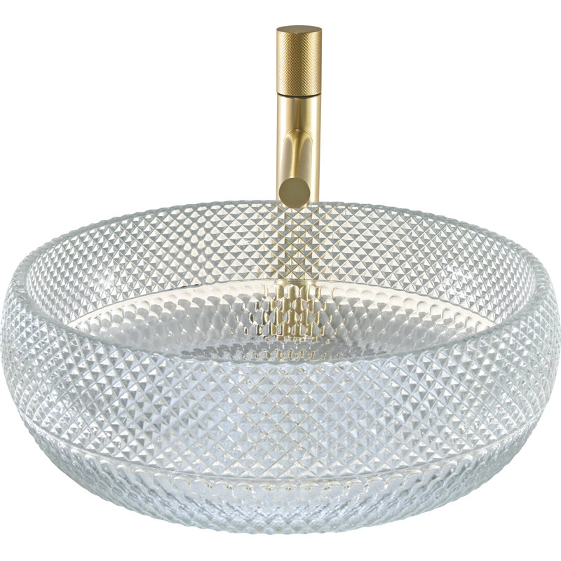 Lavabo de salle de bain circulaire en verre transparent 17 po Pupura