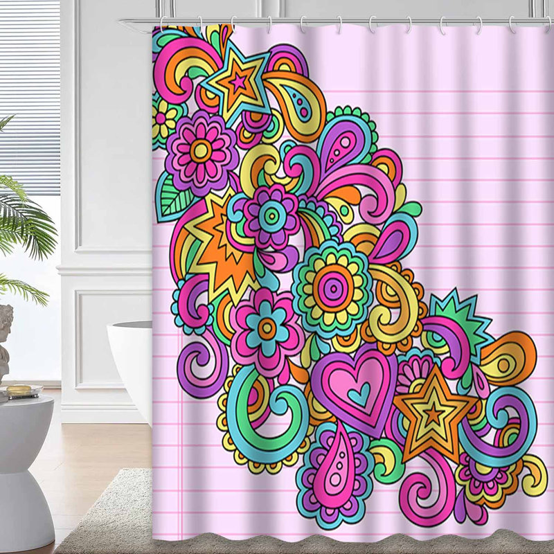 Rideau de douche psychédélique Bloom Groovy Doodle, L 72 po x l 78 po