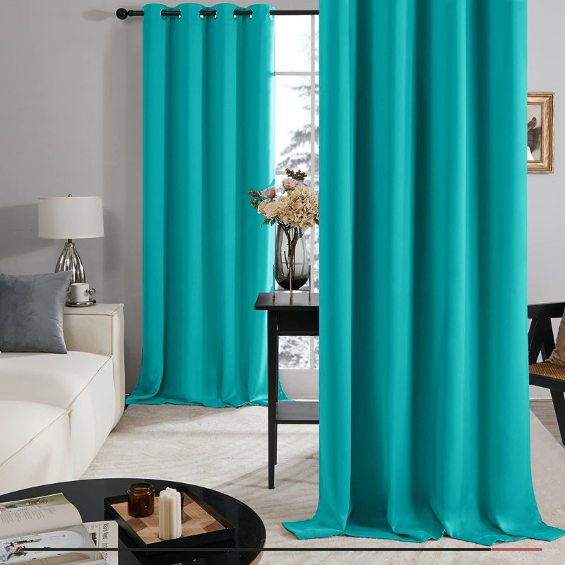 Deconovo 100% Blackout Grommet Curtain Panels with Liner, Thermal Insulated Room Darkening Curtains (Set of 2), 52" W x 45" L