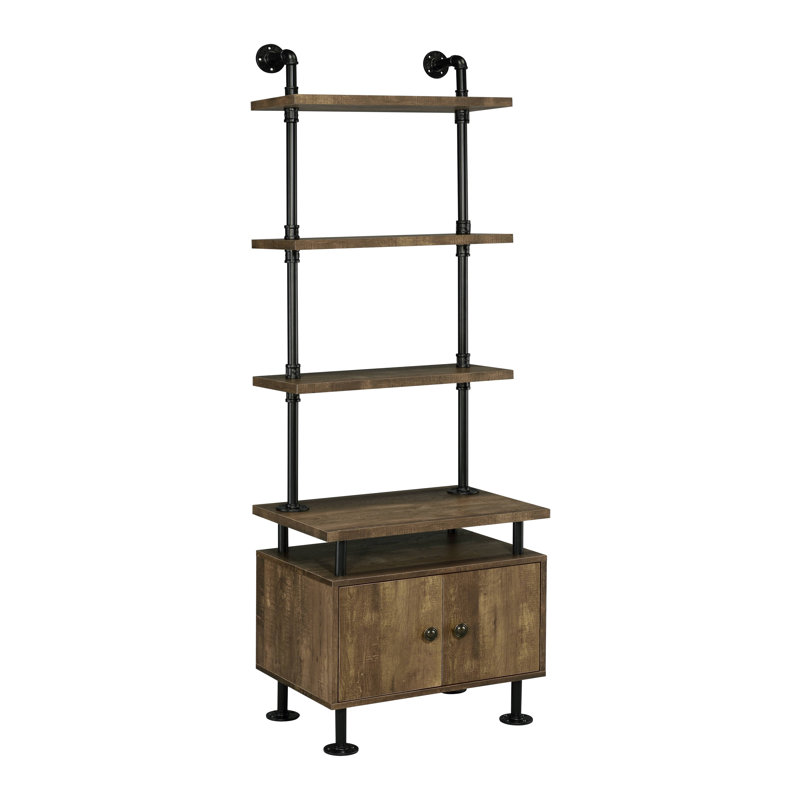 TV Stand Side Pier, Rustic Oak  & Black Finish