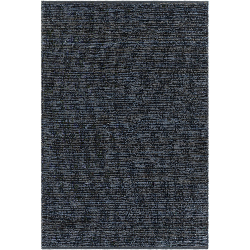 Tapis bleu de jute texturée Lilliana, Rectangle 5 pi x 7 pi 6 po