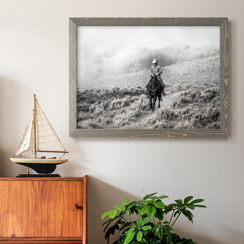Cowboy, impression sur toile encadrée, H 28 po x l 42 po x P 1,5 po, Gris