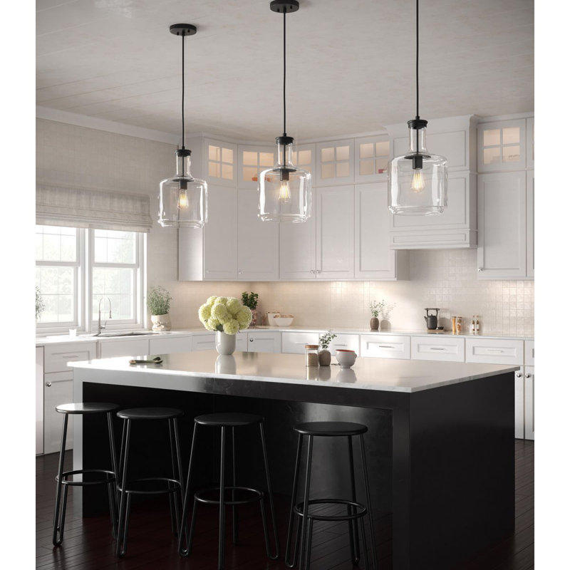 Longmeadow 1 - Light Single Pendant, Black, 15.5" H x 9.44" W x 9.44" D