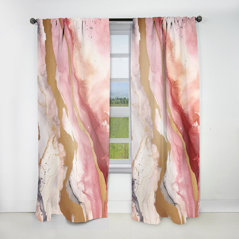 Rose et or Enchanted Spills I - Rideau moderne - Velours obscurcissant - 1 panneau, L 52 po x L 120 po