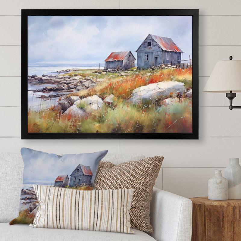 Rustic Refuge Lakehouse II sur impression sur toile, H 16 po x l 32 po x P 1 po, Cadre simple noir