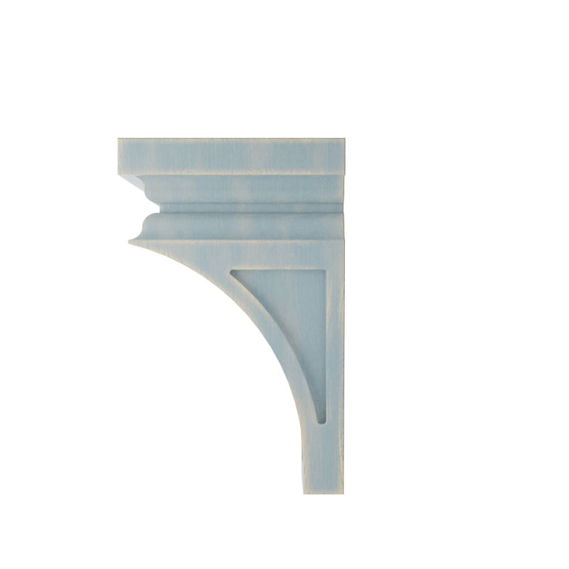 Corbel décoration rétro en bois Nevio, H 14 po x l 7 po x P 7,75 po, Bleu bois flotté