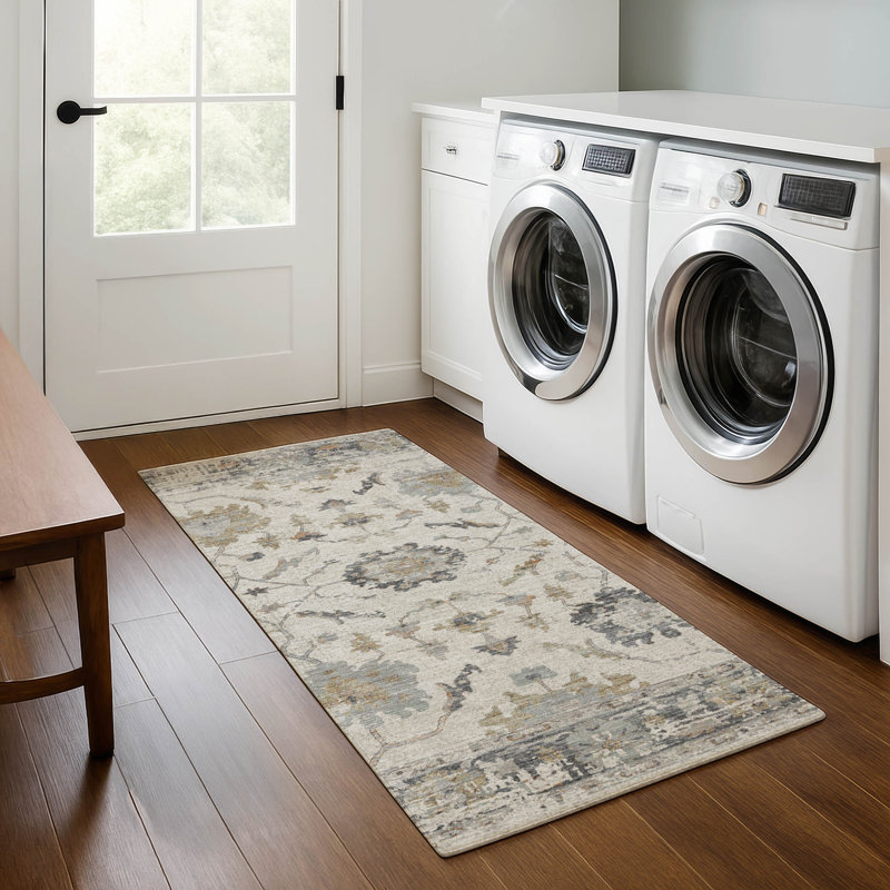 Premium Machine Washable Mundell Border Rug, Runner 2'3" x 7'6"