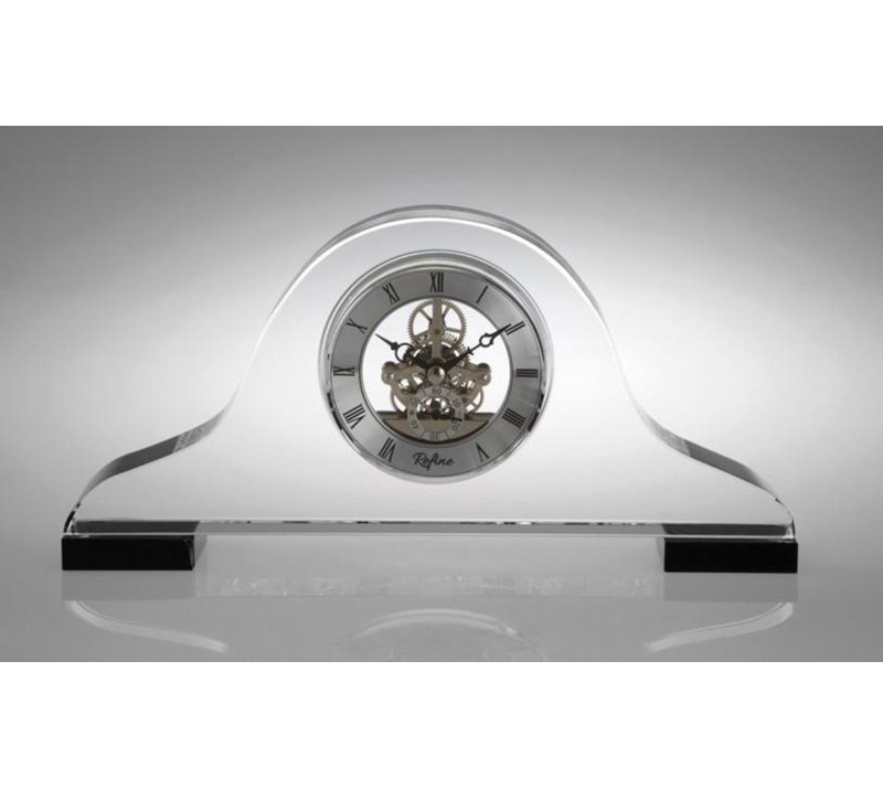 Roman Numeral Mechanical Tabletop Clock in Silver/Clear