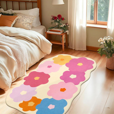 Tapis lavables de forme irrégulière, tapis de sol intérieur antidérapant pour filles, chambre à coucher, salon, chambre d'enfant, salle à manger, entrée