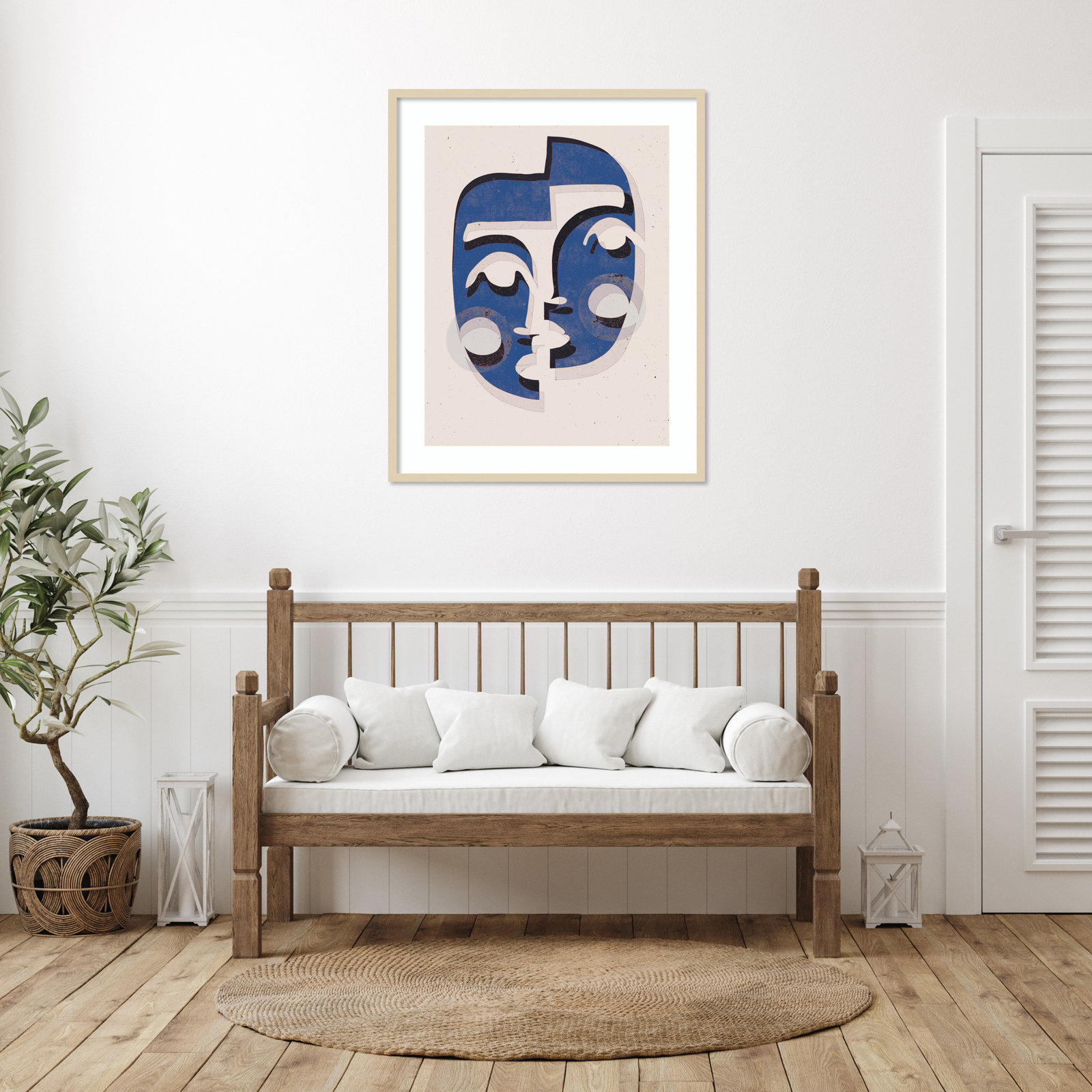 Galya "The Blue Mask" Print by Treechild, 41" H x 33" W, Brown