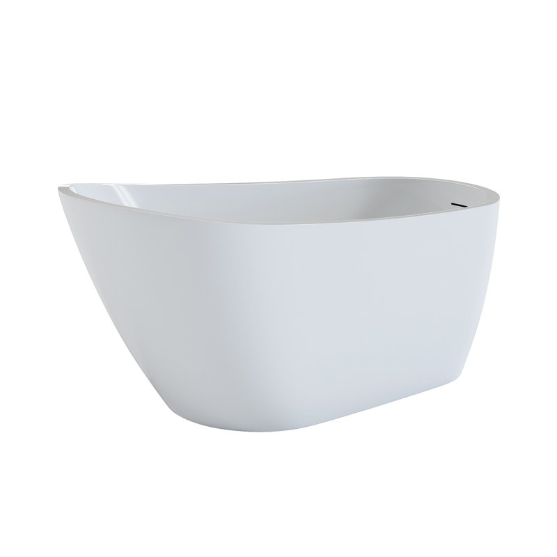 63" Acrylic Freestanding Bathtub, Stylish Deep Soaking Bathtub With Pop-Up Drain & Integrated Overflow, Contemporary Stand Alone Bath Tub For Bathroom Spa Or Home Upgrade, Glossy White GF-26A04-63