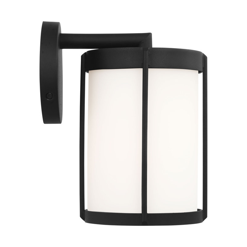 Luning Small Lantern from Generation Lighting , Frosted, 10" H x 6.125" W x 7.875" D, Textured Black