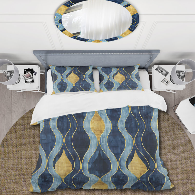 Ensemble de housse de couette Blue Ogee, Housse de couette très grand + 2 taies décorativ