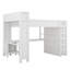 Grand lit mezzanine avec garde-robe, lit mezzanine en bois avec bureau, tête de lit, pied de lit, échelle, clôture de sécurité et port USB-121081743
