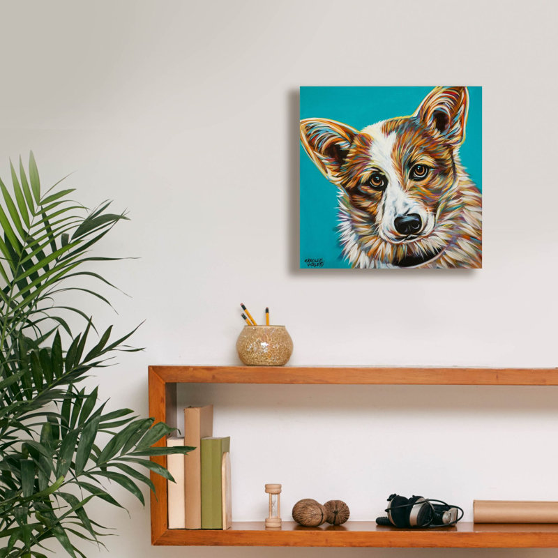 «Corgi Cutiness 1» par Carolee Vitaletti, art mural sur toile, H 12 po x l 12 po x P 0,75 po