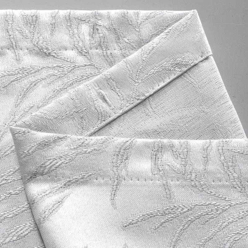 Bayou Breeze Palm 3D Palm Tree Leaves Textured Weaved Lurex Designed 3D Fabric Shower Curtain 70" X 72" In White, White