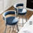 Ayala Rowan 26.6" Modern Swivel Leather Counter Stool withCurved Back and Metal Frame-690137990