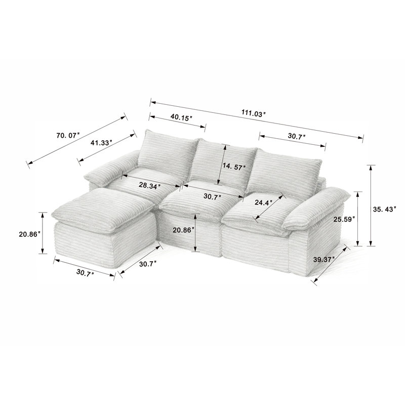 Canapé moderne pour salon, appartement et bureau, White