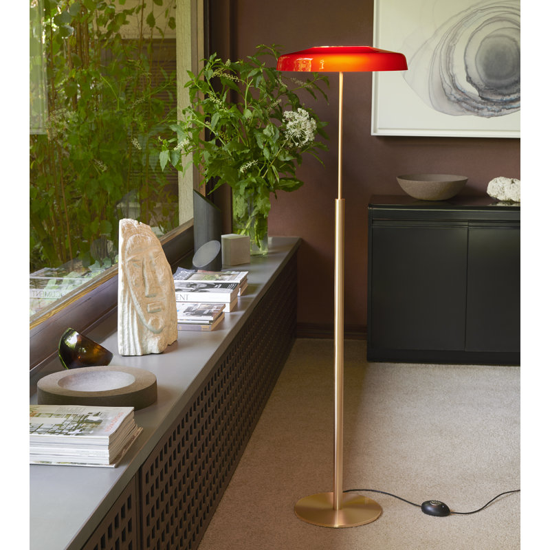Dora LED Floor Lamp, Satin Gold, Red