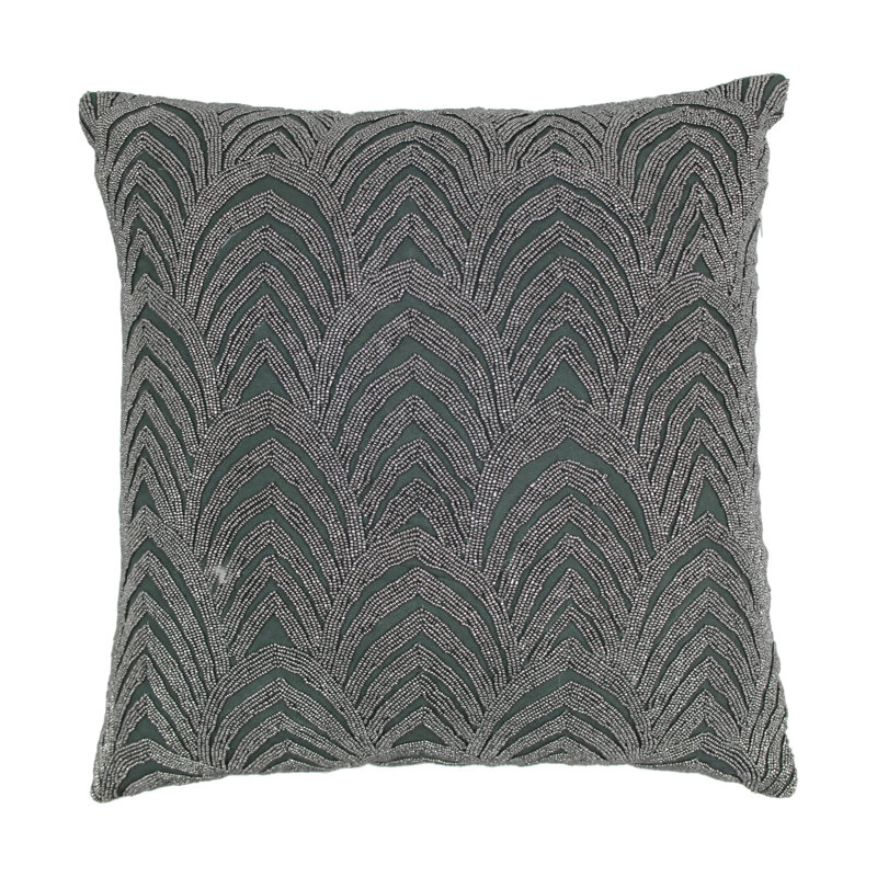 Coussin en coton elle offre design ventilateurs, Argenté / Gris