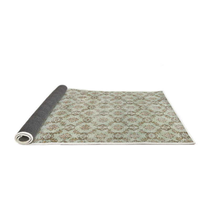 Tapis traditionnel beige / vert content, Rond 5 pi