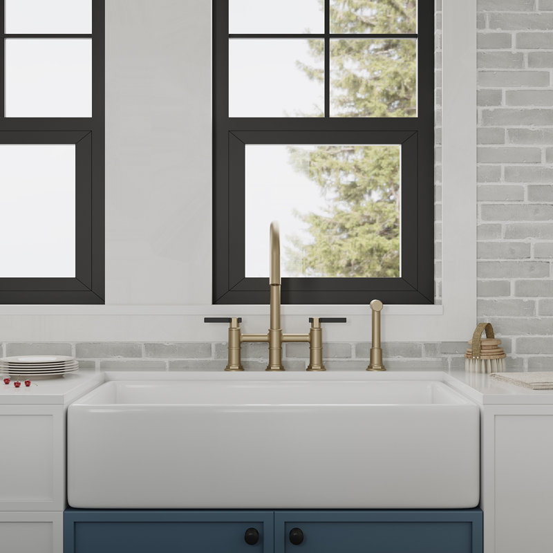 VIBRANTBATH Kitchen Faucet with Side Spray, Brushed Gold