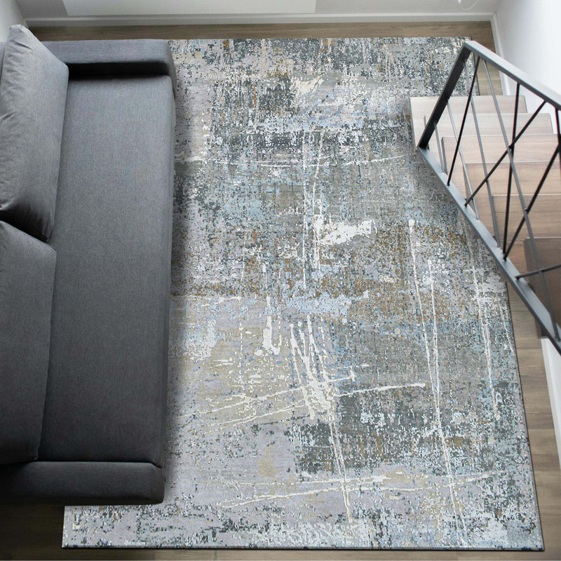 Wool Abstract Area Rug, Rectangle 2' x 3'