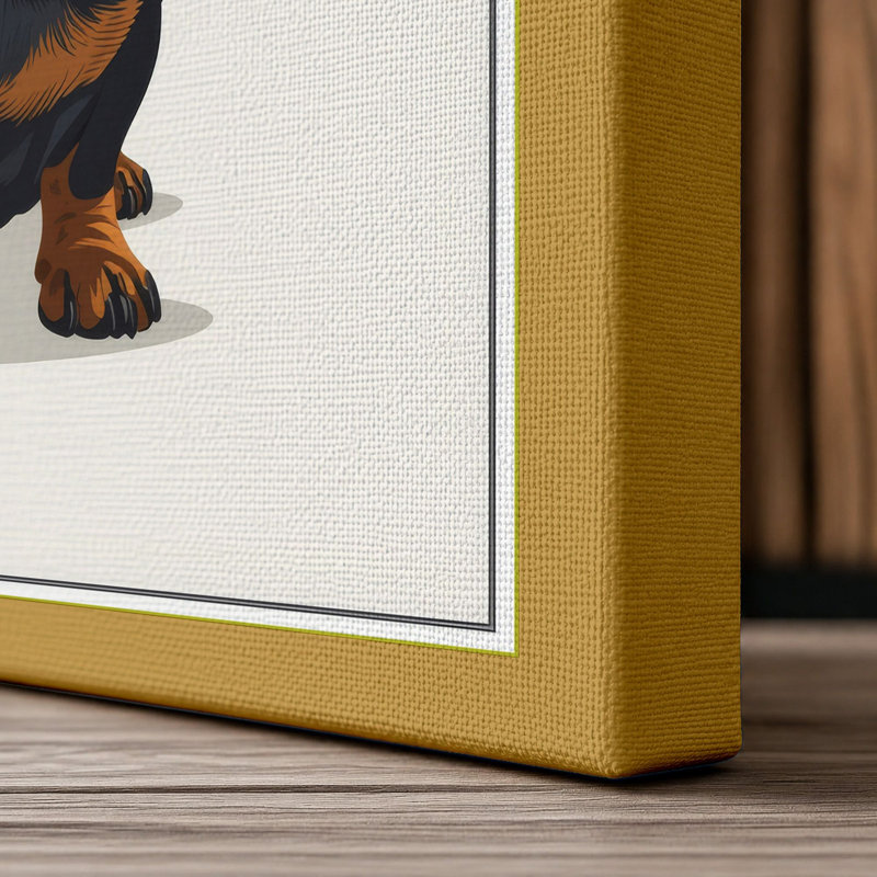 Dachshund Portrait Modern 1 Piece Wrapped Canvas Wall Art, 30x20 - 76.2 x 50.8 cm, Ochre Border
