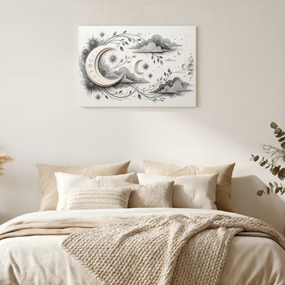 Art mural sur toile Gallery Wrap pour le salon, la chambre à coucher, le bureau ou le vestibule - décoration murale décorative avec nuage de lune