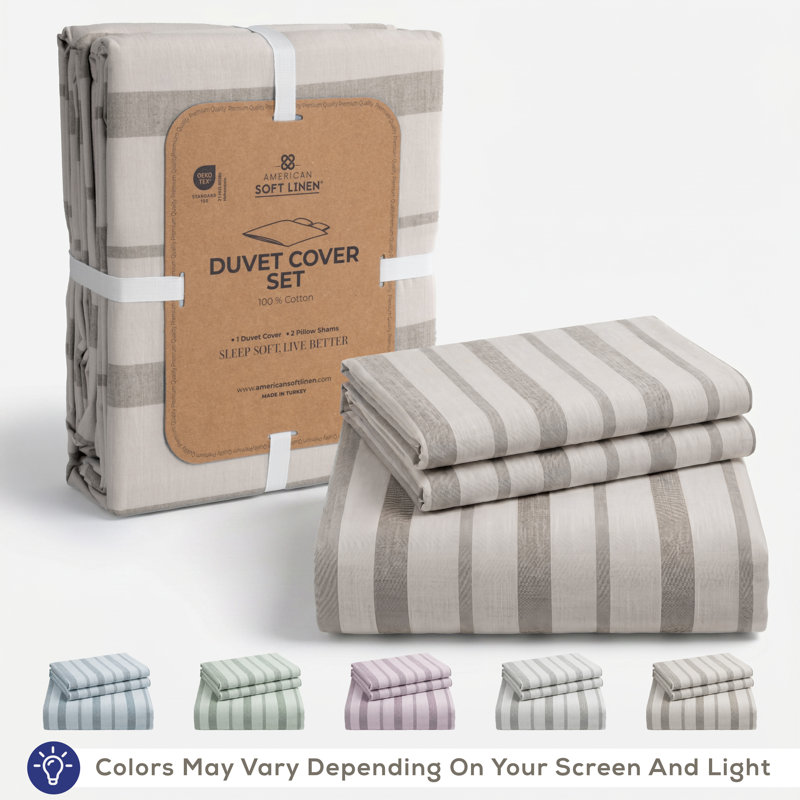 Ensemble de housse de couette 100% coton lavé American, Housse de couette très grand et 2 très grandes t, Beige