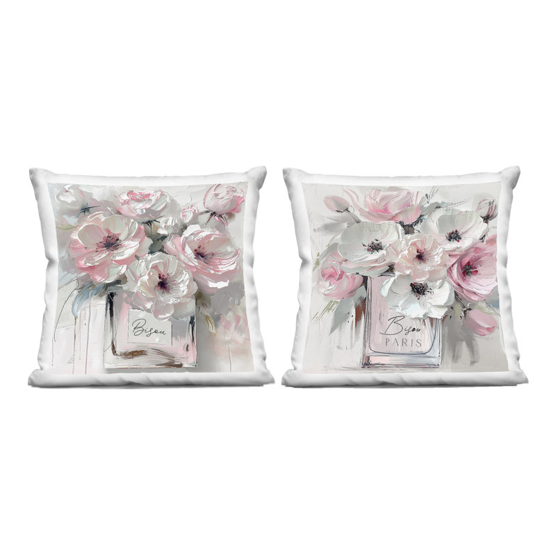 Ensemble de coussins décoratifs 2 pièces Bisou Romantic Bouquet, design par Annabelle Hall