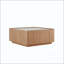 Table basse avec garniture en bois et coins arrondis, table centrale flottante moderne pour le salon-631271672