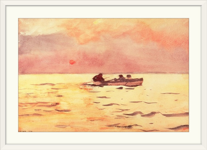 "aviron home, 1890" par winslow homer, impression de peinture, H 24 po x l 32 po x P 1 po, Cadre blanc