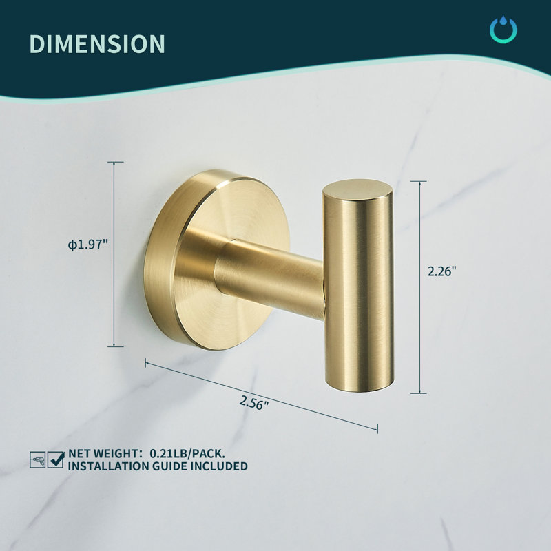 Wall Mounted Towel Hook, Light Gold