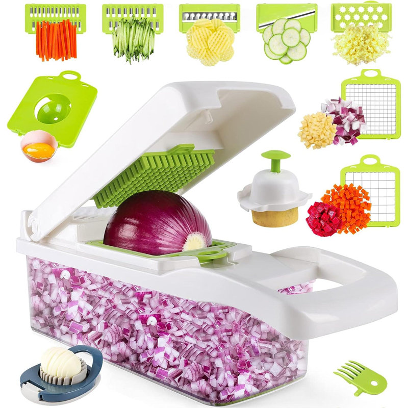 Vegetable Chopper - Onion Chopper - Multifunctional 15 In 1 Professional Food Chopper - Dicer Cutter - Kitchen Veggie Chopper With Container - Egg Slicer
