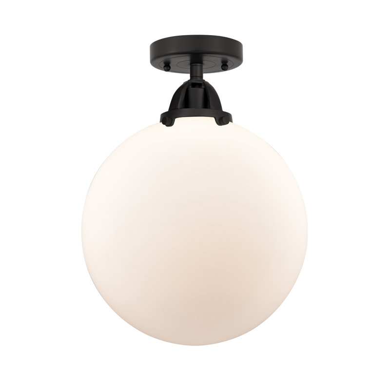 Plafonnier semi-encastré en verre Alfonsa, Ampoule non incluse, Oui, Noir mat
