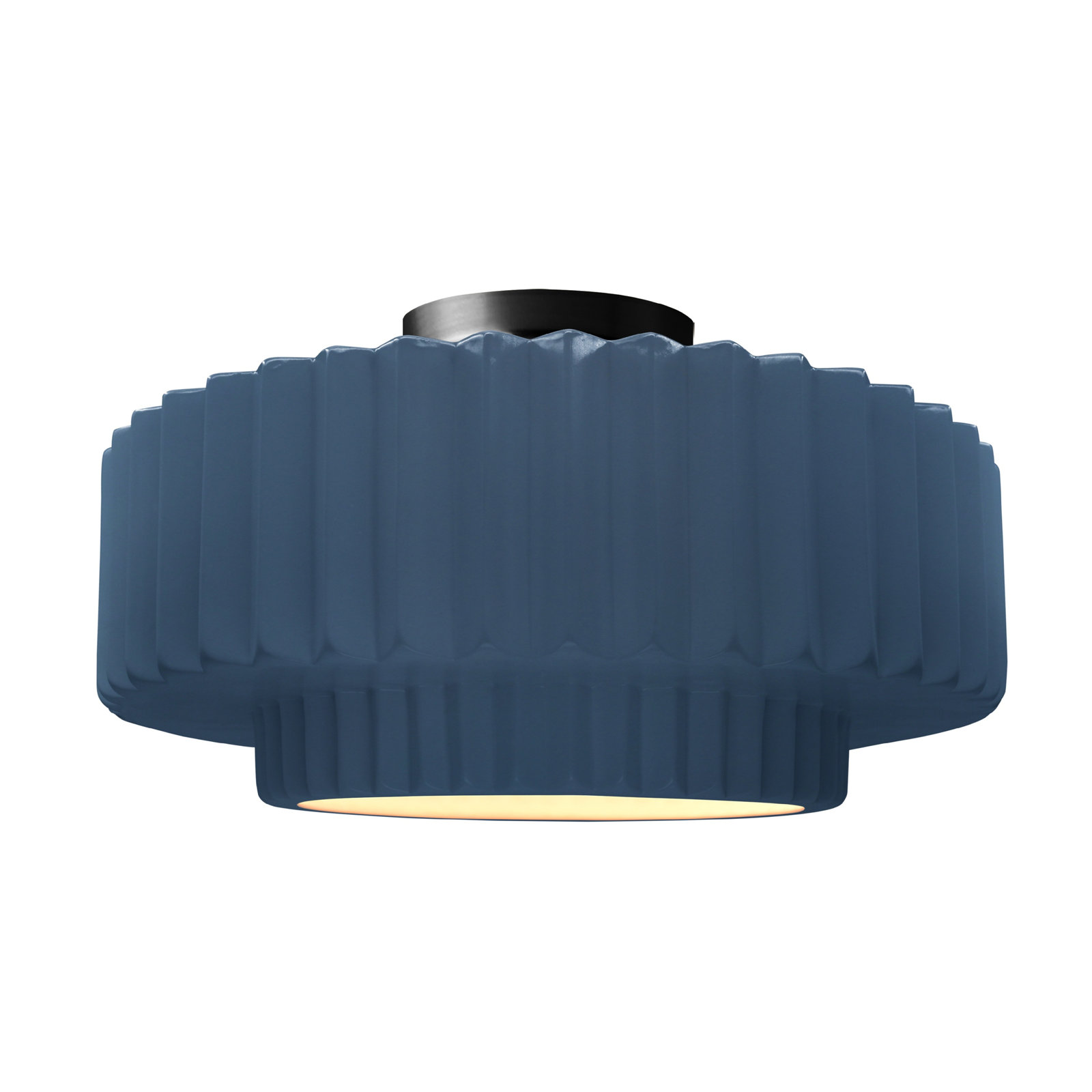 Single Light Ceramic LED Semi Flush Mount, 8" H x 16.5" W x 16.5" D, Midnight Sky, Matte Black