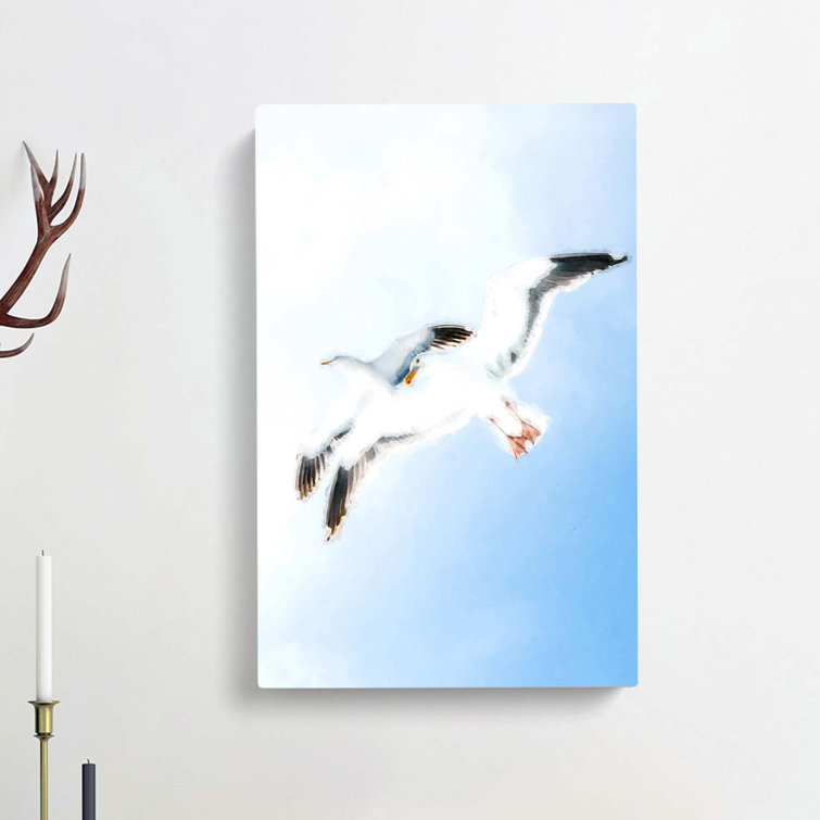 Seagulls In Flight In Abstract - Wrapped Canvas Print