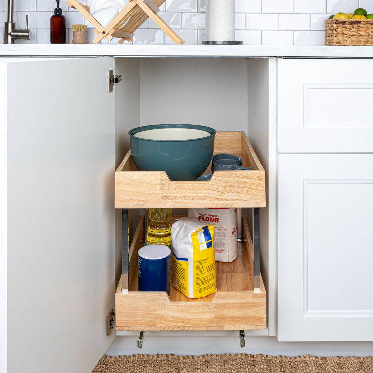 PULL OUT WICKER BASKETS KITCHEN STORAGE LARDER BASE UNIT + SOLID