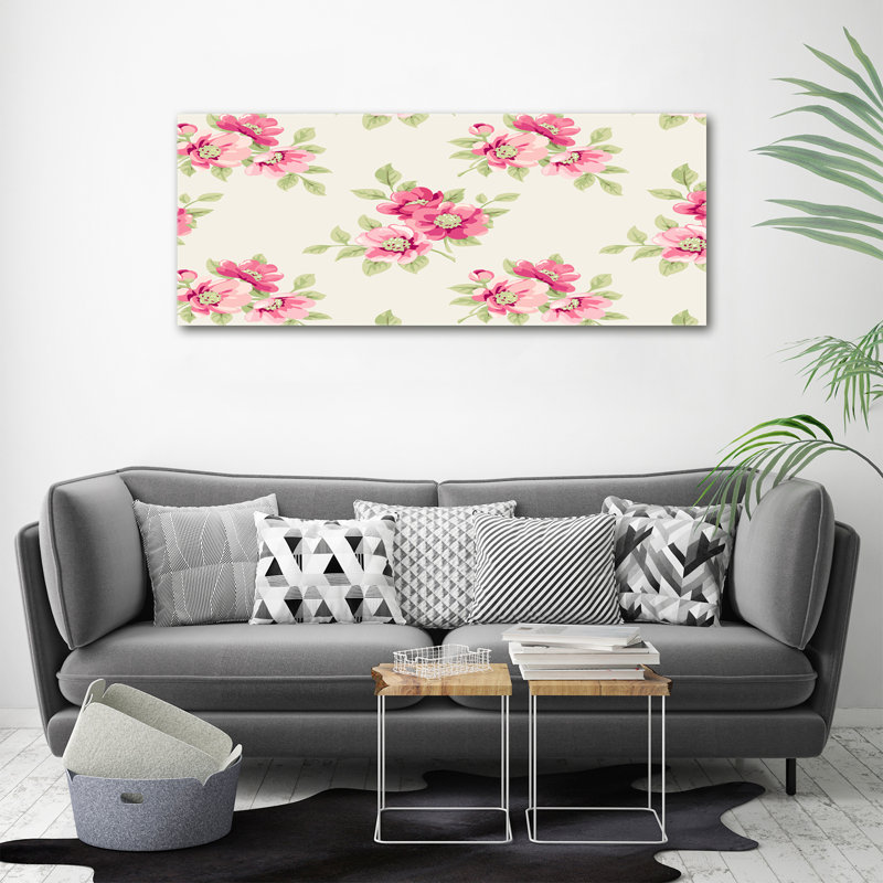 Floral Pattern - No Frame Painting, Canvas, 50cm H x 125cm W x 2cm D