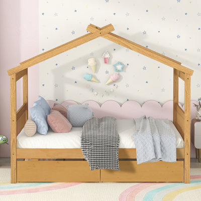 Lit simple blanc avec tiroirs, bois de pin, tête de lit pour le confort, cadre de rangement en bois