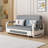 Hageo 62.2" Modern Convertible Sleeper Loveseat, Pull-Out Sofa Bed with Side Pockets and Pillows for Small Spaces, Grey/White