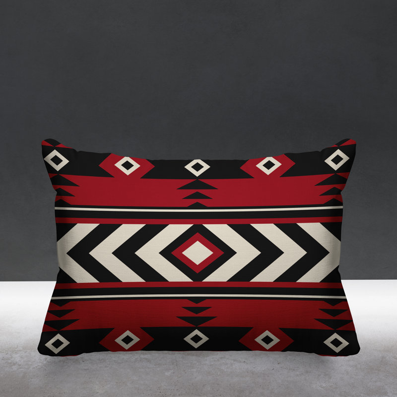 Coussin intérieur / extérieur Fika Southwestern, Rouge