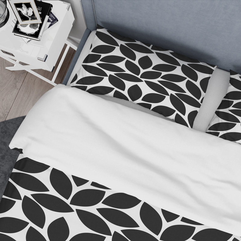 Ensemble de housse de couette monochrome Mid-Century, Housse de couette double / grand et 2 taies décor