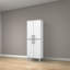 Armoire de rangement blanche et grise avec portes et tablettes pour l'organisation de la maison