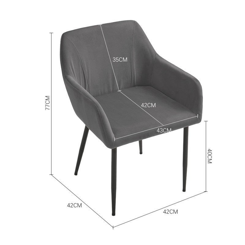 35cm H Upholstered Low Back Armchair, Grey