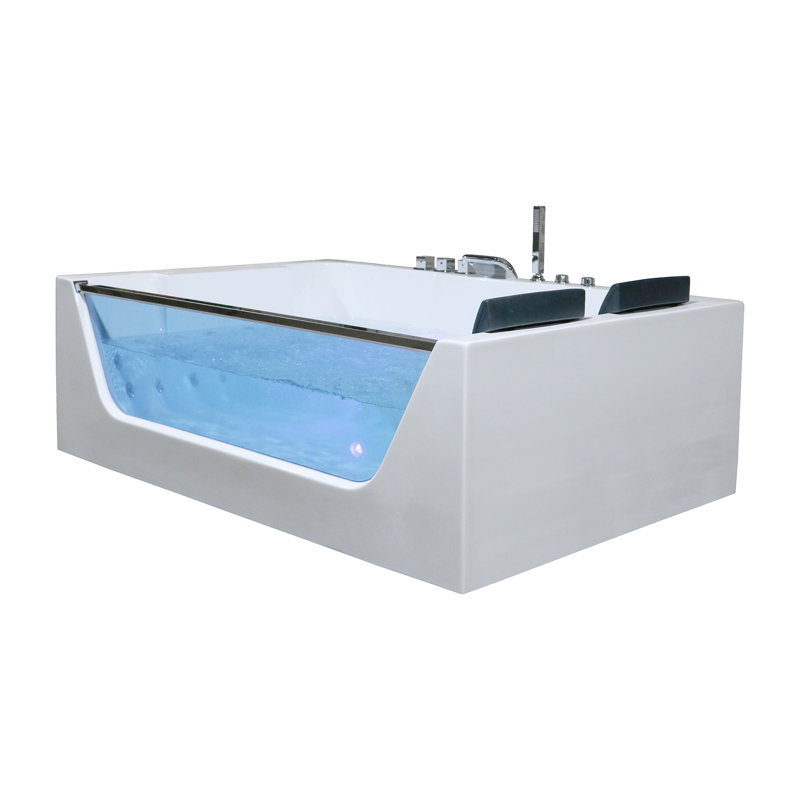 Penelope 70.87-in L x 47.24-in W x 22.83-in H Acrylic Alcove Whirlpool Massage Tub in Glossy White
