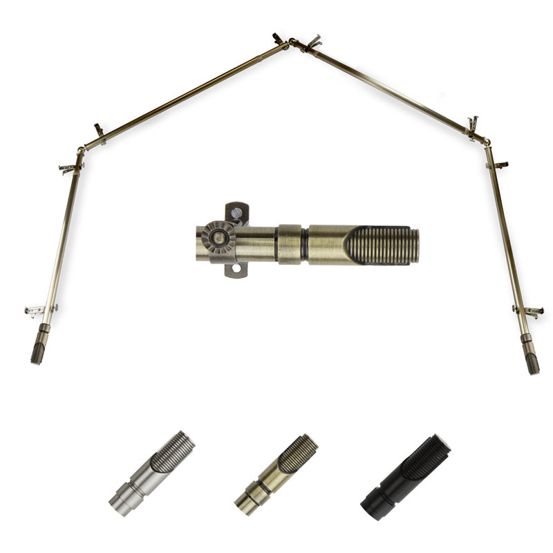 Adjustable 0.81" Bay Window Single Curtain Rod, Antique Brass, 28"-48" (each side)